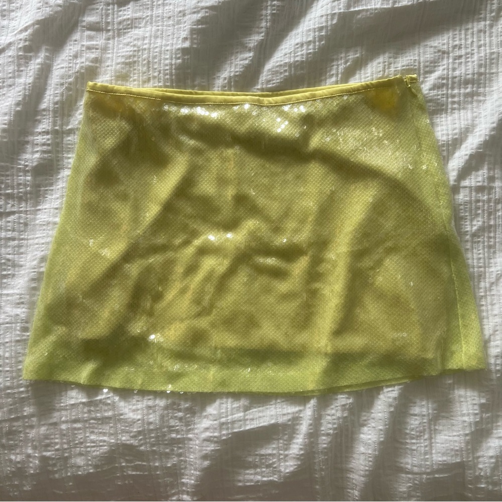 Zara Yellow Sequin Mini Skirt